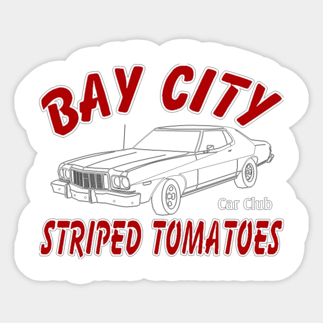 Bay City Striped Tomatoes Car Club Sticker by J. Rufus T-Shirtery